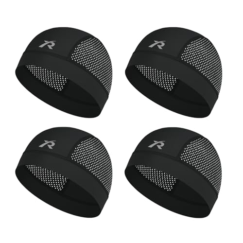 4 Pieces Skull Cap for Men Women Breathable Sweat Hard Hat Liner Cooling Head Cap Helmet Liner for Cycling Running Sports