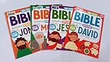 Generic Bible Activity Jonah, Moses, Jesus, David - Sticker Book Over 80 Stickers (Set of 4 Books) - Cute Animation