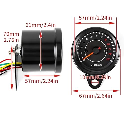 Image of MIKANIX Motorcycle Analog RPM Speedometer With LED Backlight Universal For All Bikes