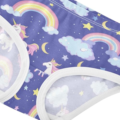 Wusikd Unicorns Rainbows Girls' Underwear Cotton Clouds Girls Briefs Soft Toddler Underwear 2T4