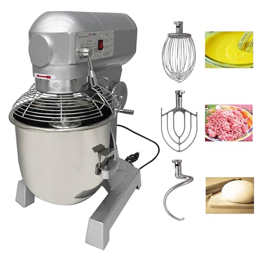 TECHTONGDA 30L Commercial Stand Mixer, Heavy Duty Food Mixer, 110V Dough Kneading Machine, Electric Flour Mixer Machine with 3 Speeds Adjustable for Bakery Pizzeria, Dough Hook Whisk Beater Included