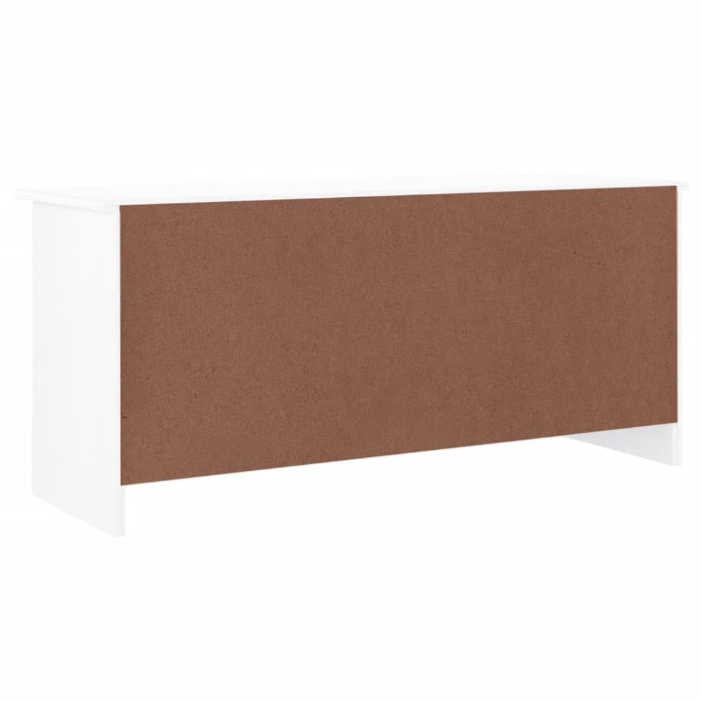 Ławka na buty z litego drewna sosnowego biała 100x35x45 cm z miejscem do