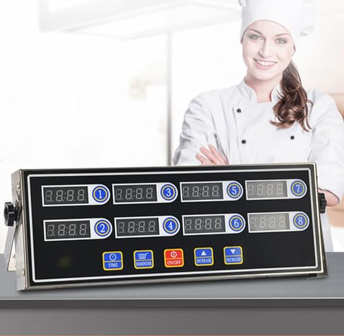 Timer da cucina a 8 canali con timer indipendente e promemoria a tre stadi per cucinare professionalmente, cuocere e preparare il caffè