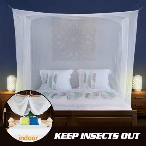 Moskitonetz 200 x 220 x 200 cm, Moskitonetz Bett, Feinmaschig und langlebig, Mosquito Net Bed für Zuhause und Camping Geeignet.