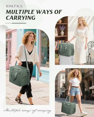 Image of Travel Duffle Bags for Women Men Expandable Personal Item Travel Bag Expandable Weekender Overnight Carry on Bags for Airplanes Sport Gym Tote Ladies Beach Luggage Bag Dark Green