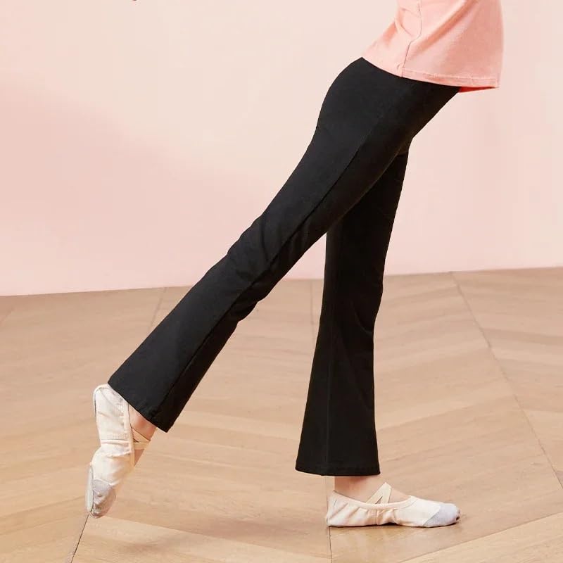 Legging évasé pour filles et pantalon de danse extensible noir