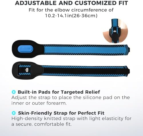 INDEEMAX Tennis Elbow Brace for Men Women for Tendonitis Relief Treatment,Golfers Elbow Brace with Gel Pad,Elbow Brace for Tendonitis for Pain,Forearm Brace for Lateral Epicondylitis(Blue/Black, One Size) — view 3