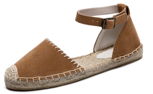 Image of Women's Espadrille FLat Sandals Closed Toe Ankle Wrap,Classic Lace Up Summer Dressy Flat Shoes