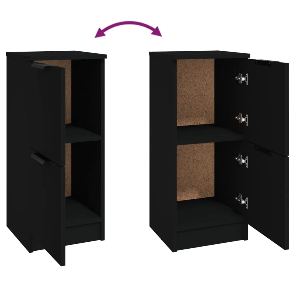 vidaXL Buffets 2 pcs Noir 30x30x70 cm Bois d'ingénierie, Armoire, Meuble de Rangement, Buffet, Meuble, Meuble d'appoint, Organisateur de Maison