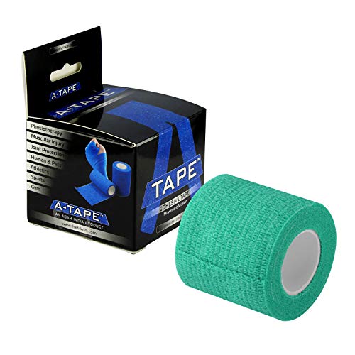 Image of Cohesive Self Adhesive Bandage | Self-Adhesive Compression Wrap - Sports, Gym & Joint Protection Tape | (Reusable & Waterproof, 5 cm X 4.5 Mtr) Crepe Bandage Pack of 2 (Green & Red)