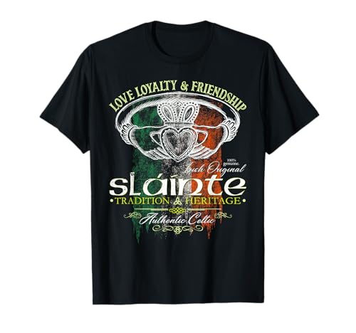 Celtic Claddagh Slainte Grunge Irish Flag St. Patrick's Day T-Shirt
