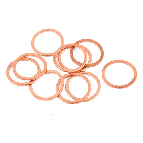 Aexit 10pcs 22mm Control Cables x 18mm x 1mm Flat Ring Copper Crush Washer Sealing Control Cable Accessories ket Fastener