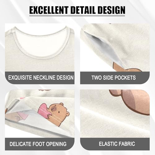 senya Funny Capybara Heart Q Summer Pajamas Set Short Cotton Sleepwear 2 Piece4