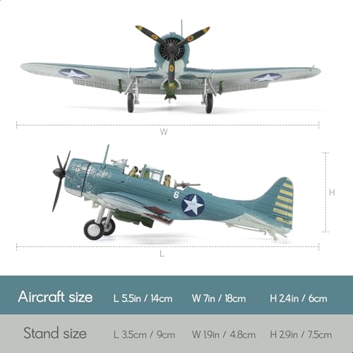 SEBUNAS 1/72 Scale Douglas SBD Dauntless Fighter Model Classic WWII U.S. Fighter Military Metal Diecast Aircraft Model Kit for Adult Collection or Gift