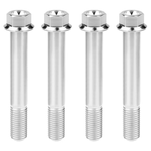 Image of Titanium Bolt M12 30 35 40 45 50 55 60 65 70 75 80 85 90mm Hex Small Flange Head for Motorcycle Car Modification Pack of 4 (M12x80mm Pitch 1.5, Silver)
