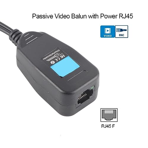Zerone 1 Paar Passives CCTV Koaxial BNC Video Power Balun Transceiver mit RJ45 Anschluss für HD CVI, HD TVI und HD AHD Signale
