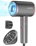 LOVEPS Hair Blow Dryer with Diffuser, 1800W Ionic Blow Dryer, Foldable Handle Travel Hair Dryer, Constant Temperature Hair Care Without Hair Damage, Rose Gold