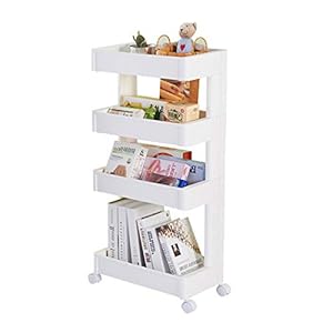 Harivar Mart Plastic Polished Finish 4-Tier Space Saving Storage Rack Organizer Multipurpose Kitchen Bathroom Shelf with Wheels