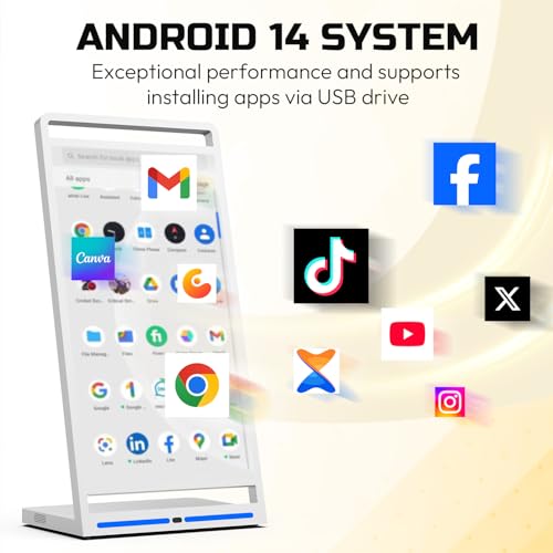 Image of 43 Inch Portable FHD Digital Signage Displays, Impact-Resistant Screen Foldable Digital Display Kiosk, Smart LCD Split Screen, Free CMS, Movable Advertising Poster with Advanced Android 14 OS