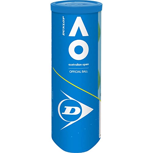 Dunlop Australian Open (AO) Extra Duty All-Court Tennis Balls - 3 Ball Can (12 Cans = 1/2 Case)