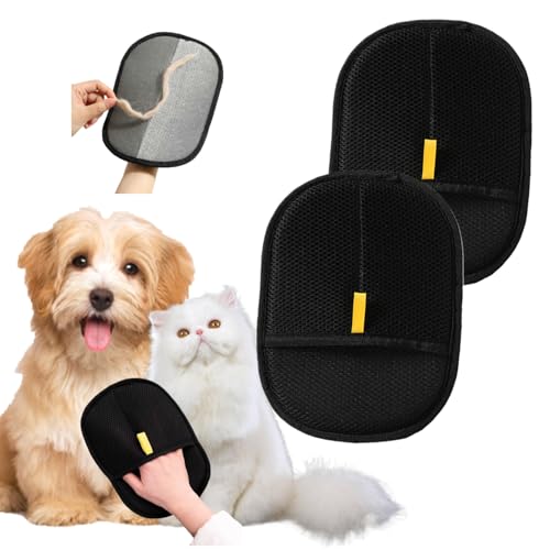 WINRKERY Pair Pack Electrostatic Pet Hair Remover Gloves - 2pcs Grooming Gloves for Dog Cat, Reusable Washable Fur Removal for Clothes, Bedding, Furniture, Carpet, Car Seats