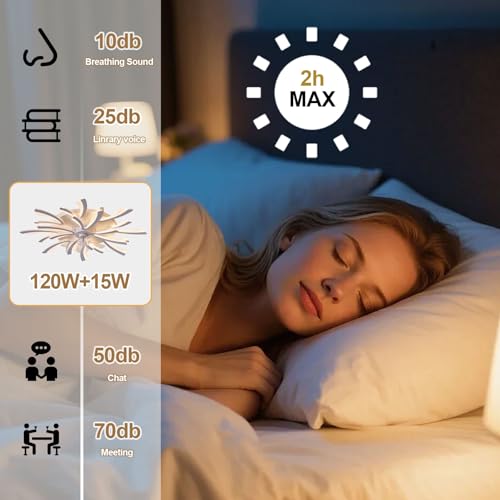 Ventilateur de plafond pour salon avec éclairage LED dimmable et moteur CC