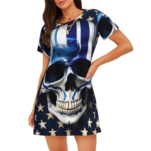 Chemise de nuit légère motif tête de mort pour vos soirées détente