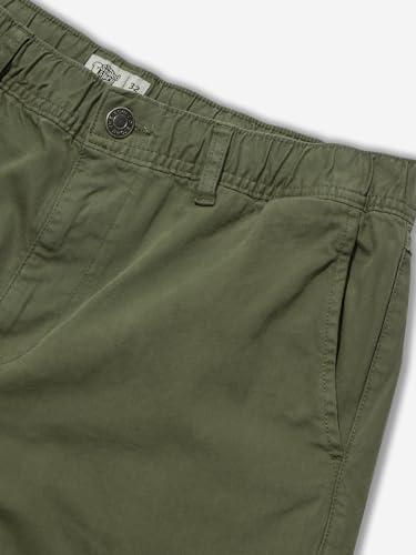 Image of The Souled Store Solids: Moss Green Men and Boys Straight Fit Cotton Blend Cargo Pants