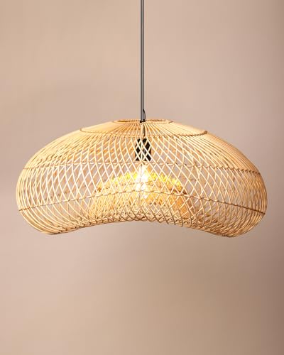 Image of Habere India-All the Cultures Fabricating India Ceiling Lamps for Living Room | Pendant Lights for Bedroom | Bamboo Hanging Lamp for Living Room (Medium - L:60 x W:49 x H:20 cm)