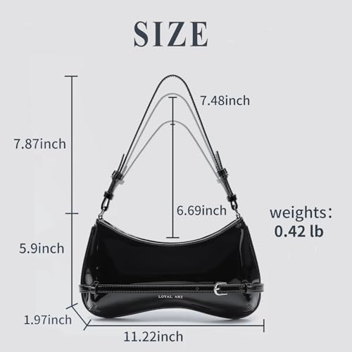 Trendy Shoulder Bag for Women, Small Under the Arm Purse Patent Leather Womens Purses and Handbags with Zipper Closure2