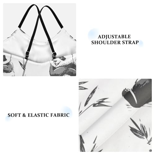 Pigsaly Girls One Piece Swimsuits Black White Watercolor Happy Pandas Kids Cross Back Swimwear Beach Sport Bathing Suit 3T3