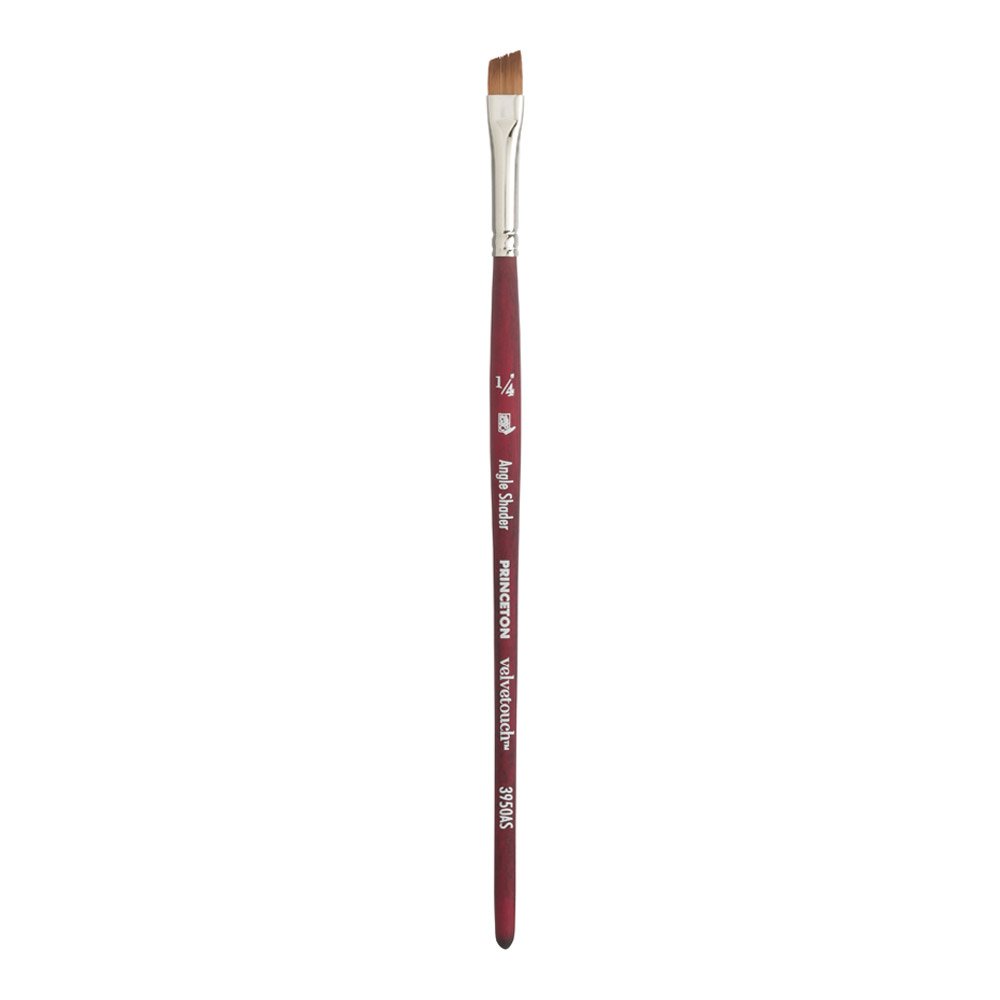 Princeton Velvetouch, Series 3950, Paint Brush for Acrylic, Oil and Watercolor, Angle Shader, 1/4 Inch