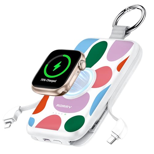 Image of RORRY CharmGo Portable Charger, 10000mAh 20W Fast Charging Portable Charger Power Bank with Built in Cables, Travel Battery Pack for iPhone 17 /16 /15 /14 /13 /12 and Apple Watch, Graffiti