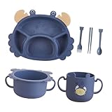 WESIEVYA 6個 用カニ形カトラリー点 食事割プレート ボウル スプーン付き キッズ用食器 水筒コップ 家用 素材使用