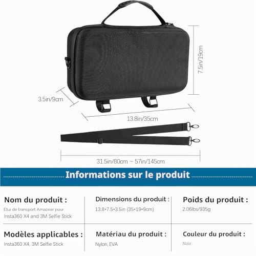 Sac étanche Insta360 X5 pour transporter la perche de 3m sans gêne