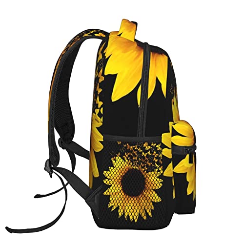 Sac à dos décontracté motif tournesol et papillons multifonction - 3