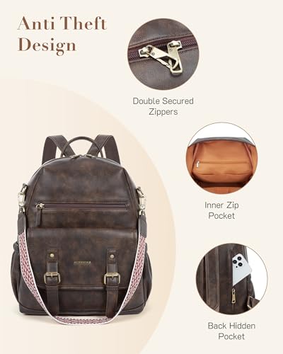 Missnine Backpack Purse For Women, Pu Leather Travel Backpack, Designer Shoulder Bag With Secured Zippers thumb #3