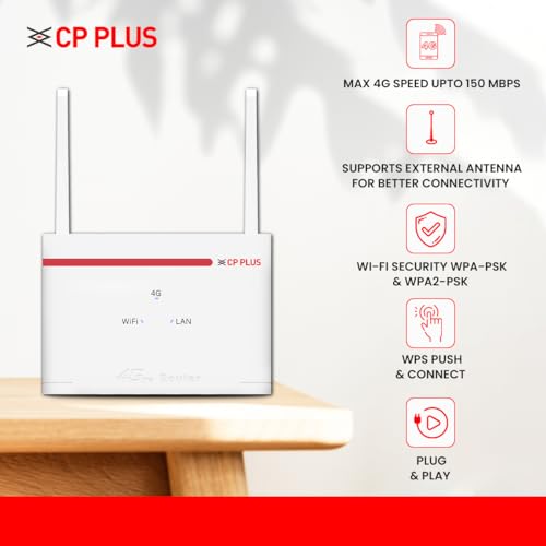 CP Plus 4G SIM Card Wi-Fi Router with High Speed 4G Internet & Wider Wi-Fi Coverage |Support External Antenna | Support Reset, WPS Button -... - Image 2
