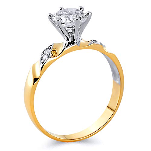 14k Yellow OR White Gold SOLID Engagement Ring and Wedding Band 2 Piece Set3