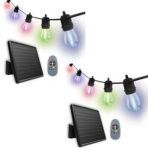 Sunforce Outdoor Solar Powered Color Changing Lighting Set with Two 12 LED Color Changing Solar String Lights