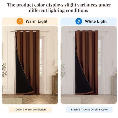 Image of HOKIPO Midnight True Blackout Curtains 7 Feet Long 1 Panel, Brown