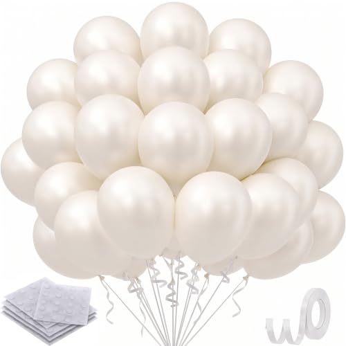50 ballons blanc nacré, hélium 12 pouces pour fêtes