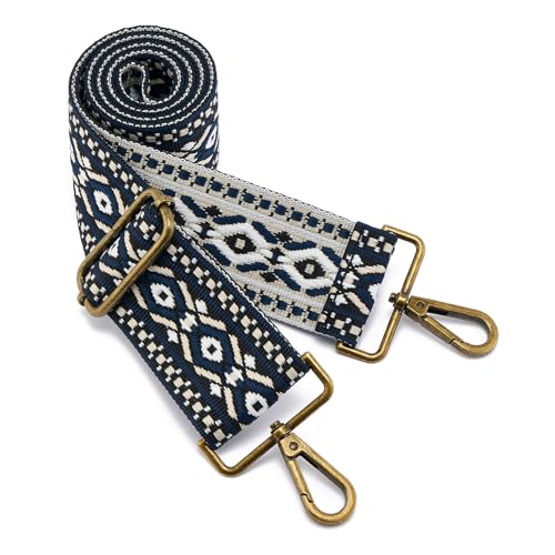 Image of ZOOEASS Bronze Buckles Purse Strap, 2 inch Wide Crossbody Handbag Strap Adjustable Replacement Shoulder Strap Vintage Embroidery