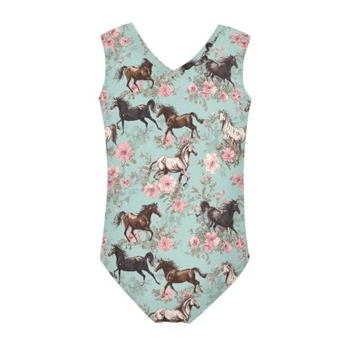 Image of Swimsuits for Girls 3-14 Summer Kids Bathing Suits Gymnastics Leotards One Piece Swimwear