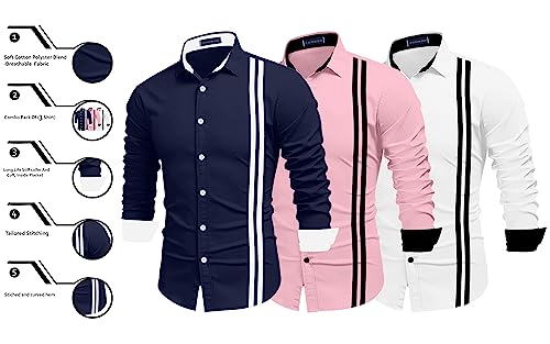 Image of Zombom Men's Striped Regular Fit Shirt