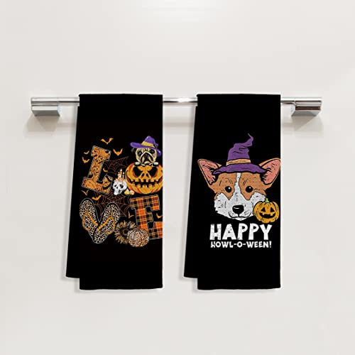 Cute Halloween Costume Dog Leopard Pumpkin Happy Halloween Hand Towels Kitchen Towels Bath Towels Set Of 4,Halloween Love Decor Home Decor Kitchen Towels,Dog Lovers Dog Mom Girls Gifts,Couples Gifts #TOP1