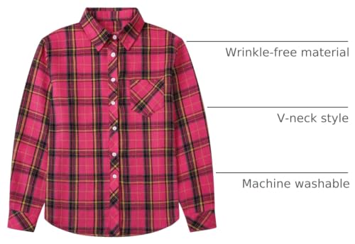 Image of SANGTREE Women and Girls Long Sleeve Flannel Casual Button Down Plaid Shirt