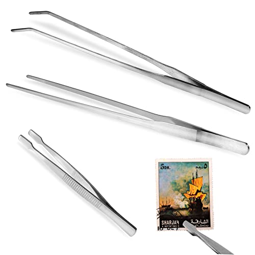 DOITOOL Gardening Stainless Steel Tweezers 3pc Metal Tweezers Set for Lash Extensions Precision Easy to Use