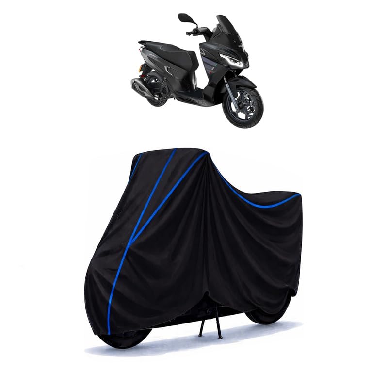 Image of Scooty Cover Water Resistant for SRV 850 | Universal Scooter & Bike Cover | Heavy Duty UV Protection | Dust, Rain & Scratch Protection | Elastic Fit All Weather Indoor Outdoor | Black with Blue Piping