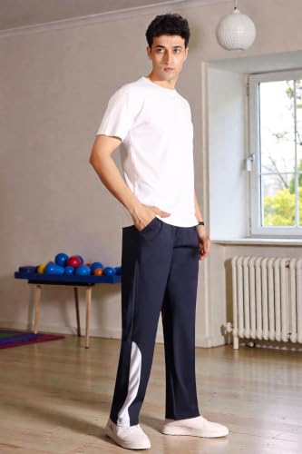 Image of Flapfit Men's Solid Pattern Spandex Track Pant with Ankle Length Drawstring Closure Type and Loose Fit Jogger Style